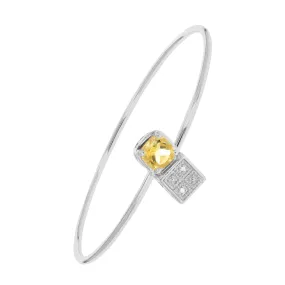 1 cttw Citrine And Diamond Bangle Bracelet Brass Plating 7 MM Cushion Cut