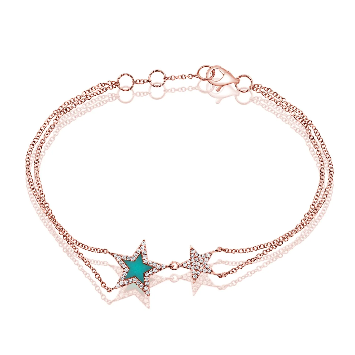 14k Gold Turquoise & Diamond Star Bracelet