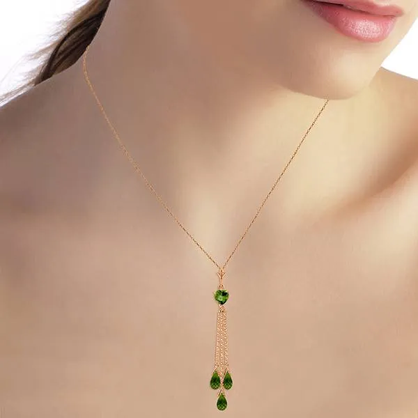 14K Solid Rose Gold Briolette Peridot Necklace Series