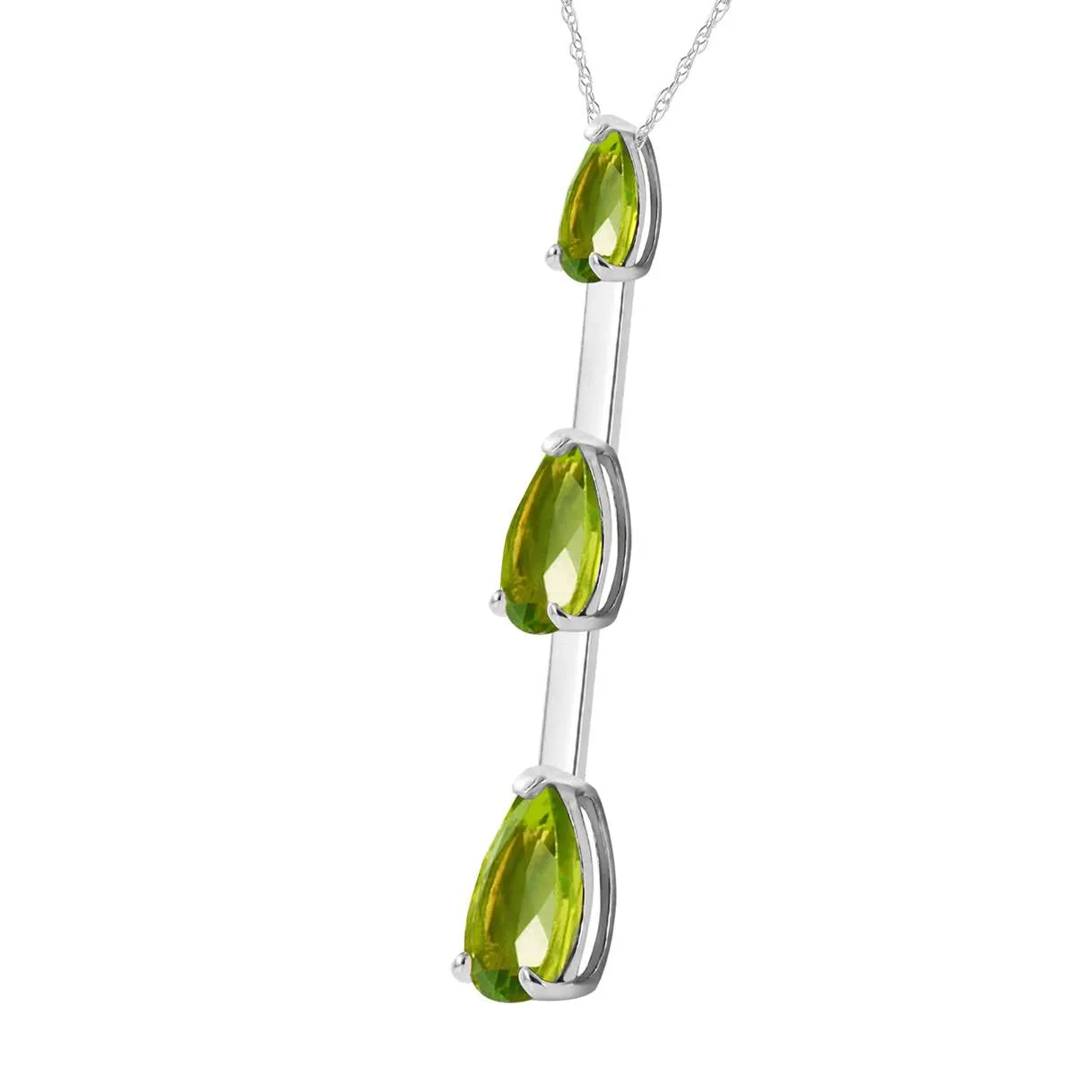 1.71 Carat 14K Solid White Gold Wild Iris Peridot Necklace