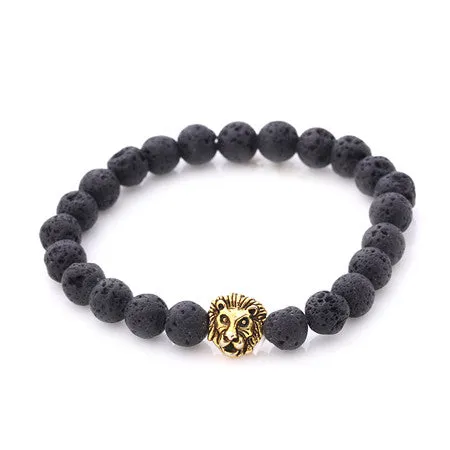 17KM 4 Colors Vintage Beads Buddha Bracelet Pulseiras Masculinas Natural Stone Lion Bracelet Women pulseras Mens Bracelets