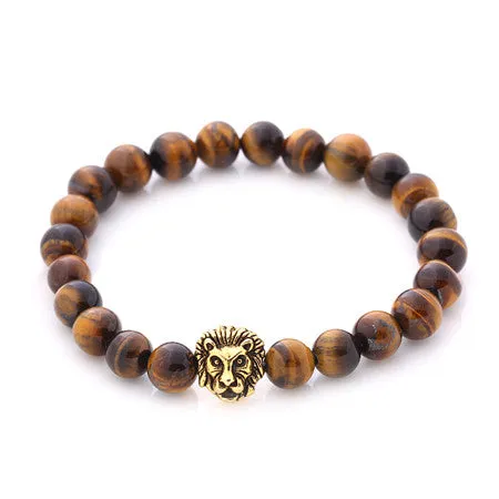 17KM 4 Colors Vintage Beads Buddha Bracelet Pulseiras Masculinas Natural Stone Lion Bracelet Women pulseras Mens Bracelets