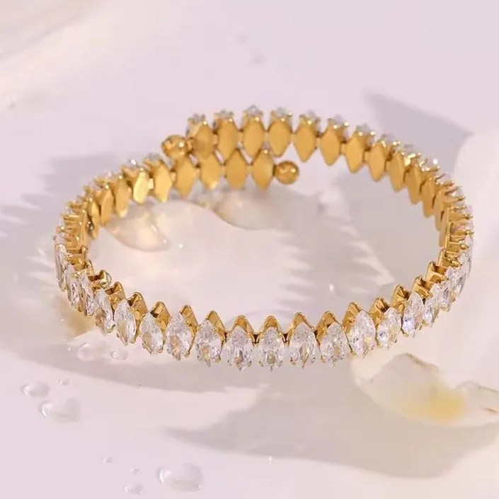 18k Gold-Filled Zircon Baguette Bangle