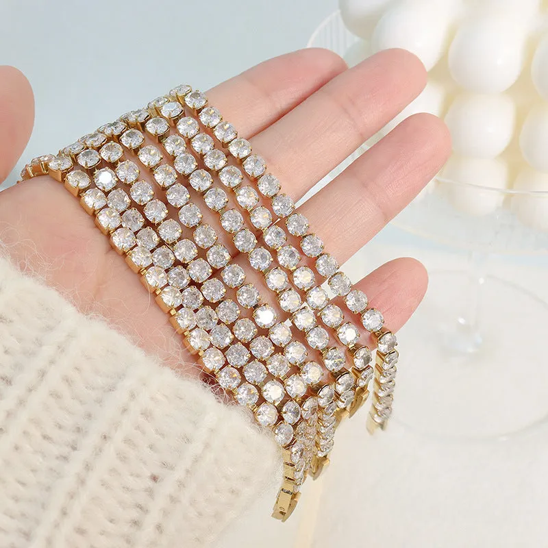 18K Gold-Plated Zircon Bracelet with Titanium Steel Claw Buckle
