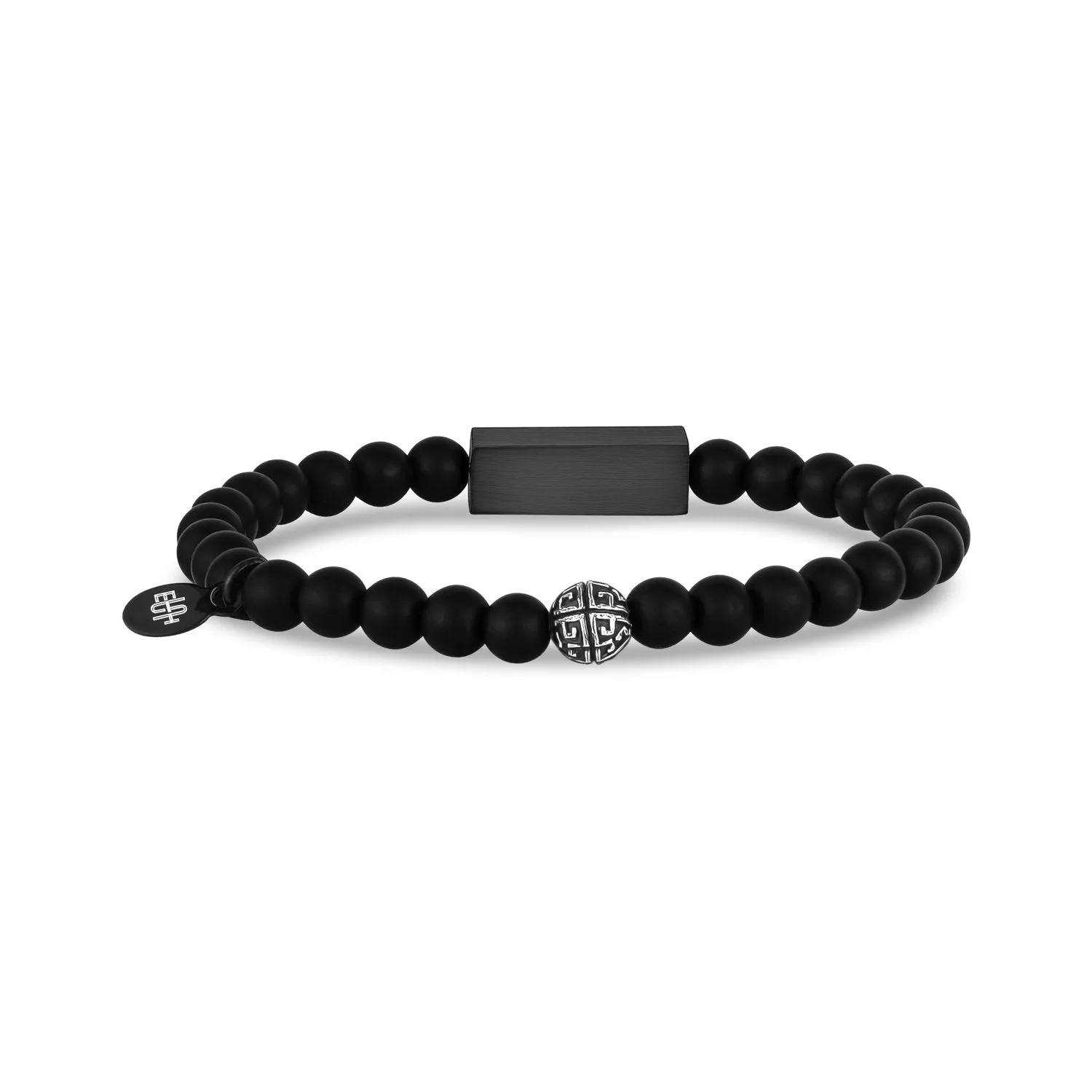 6mm Matte Black Rectangle Bead Bracelet