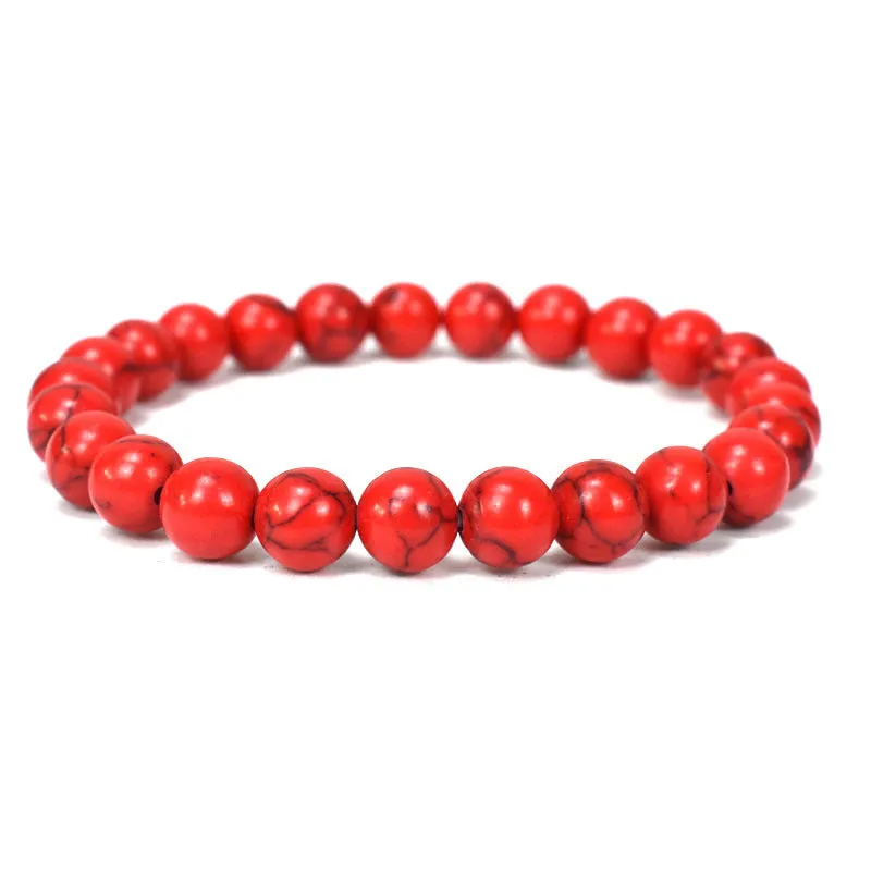8mm Natural Turquoise Beaded Bracelet