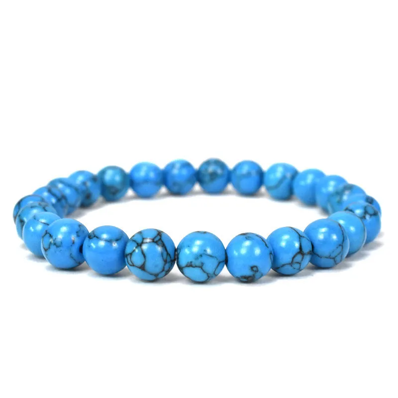 8mm Natural Turquoise Beaded Bracelet