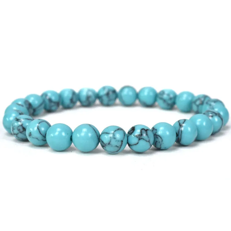 8mm Natural Turquoise Beaded Bracelet