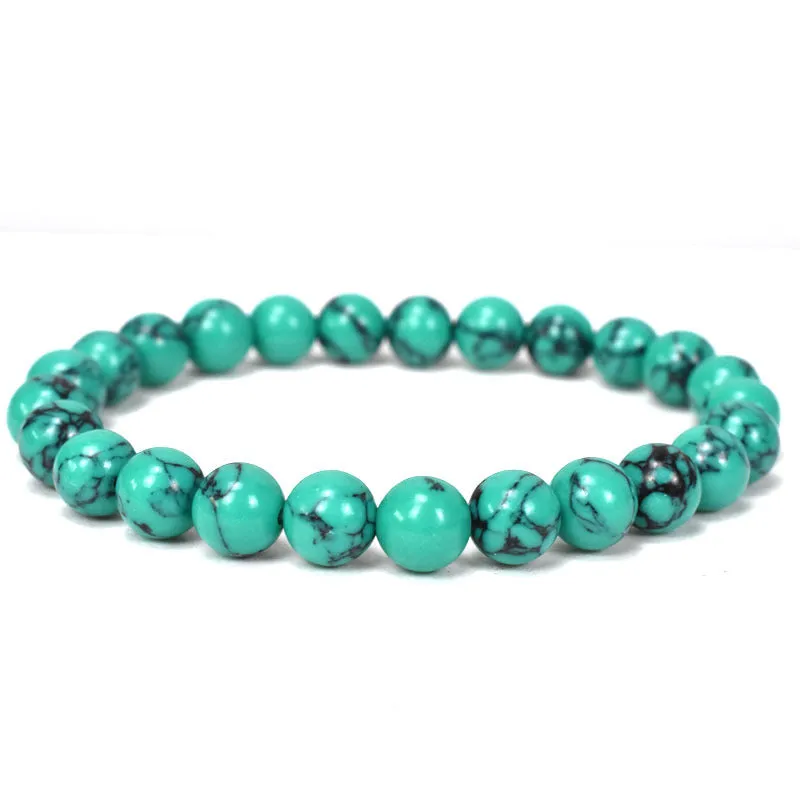 8mm Natural Turquoise Beaded Bracelet