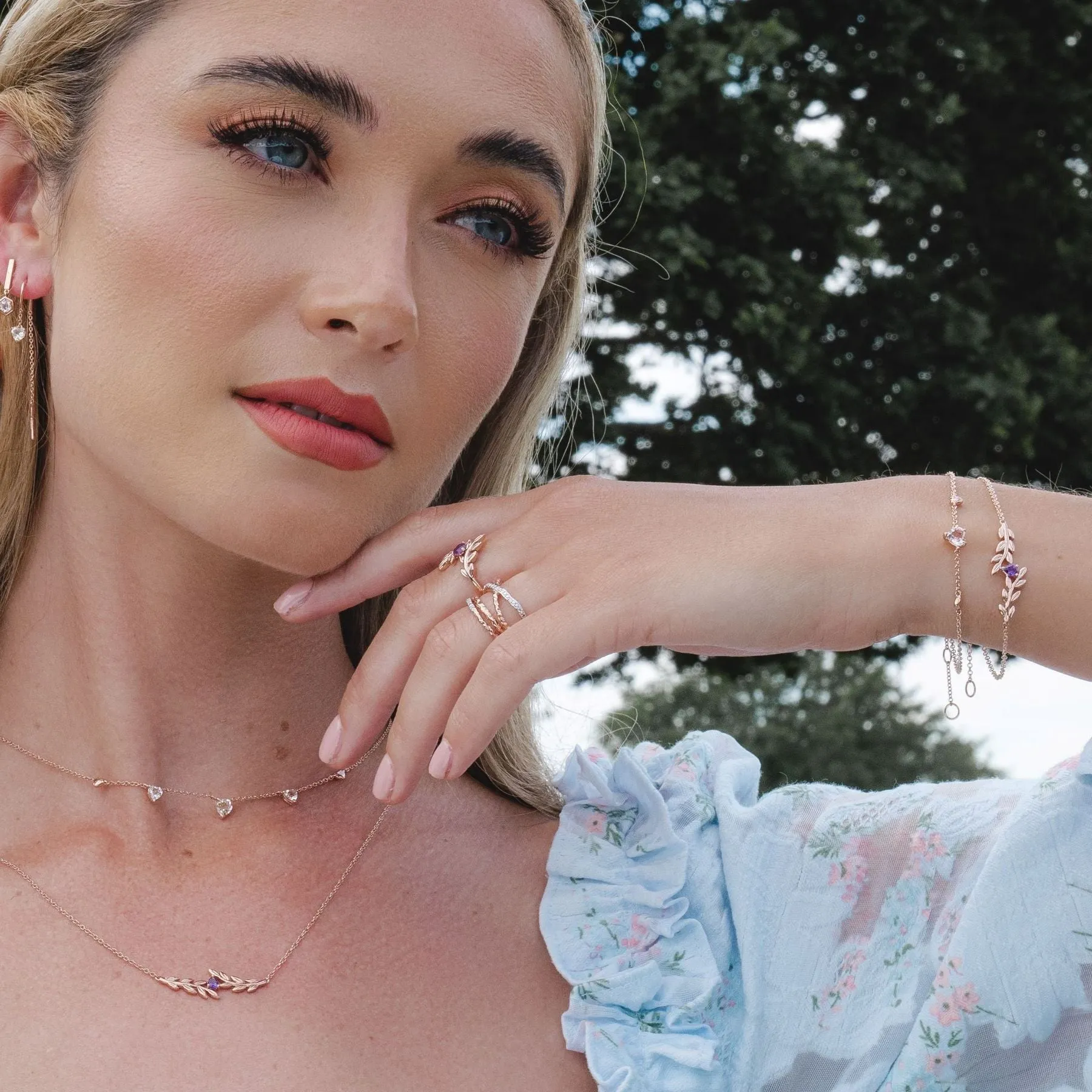 9 Karat Rose Gold Morganit Herzarmband