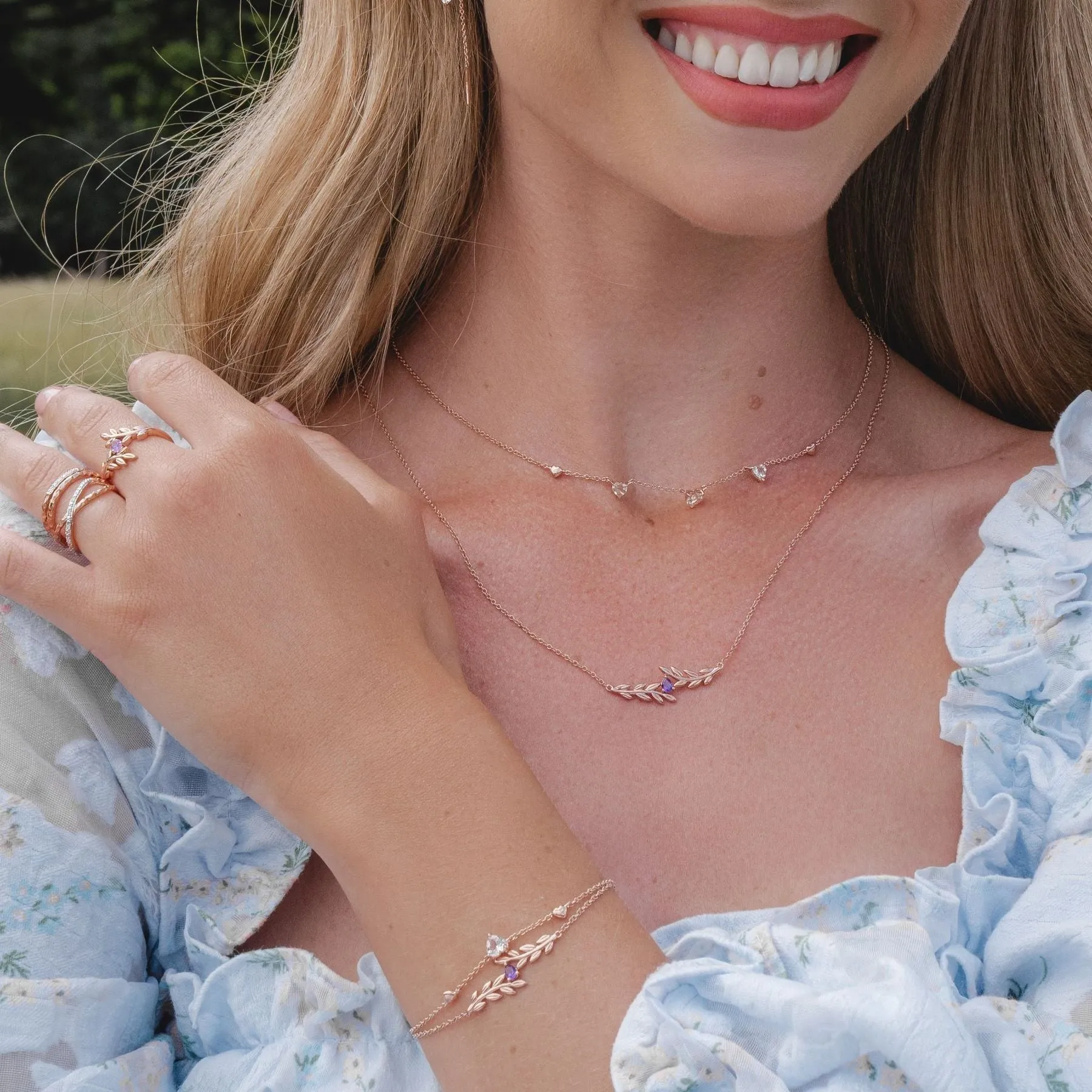 9 Karat Rose Gold Morganit Herzarmband