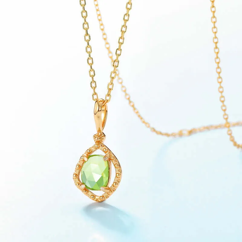925 Silver Natural Peridot Pendant Necklace