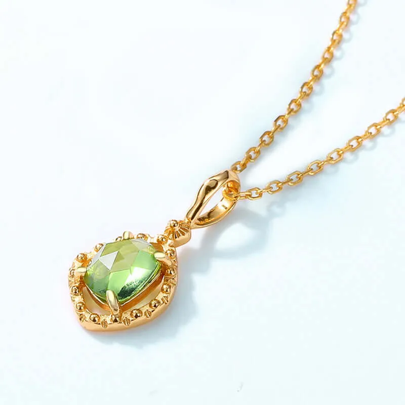 925 Silver Natural Peridot Pendant Necklace