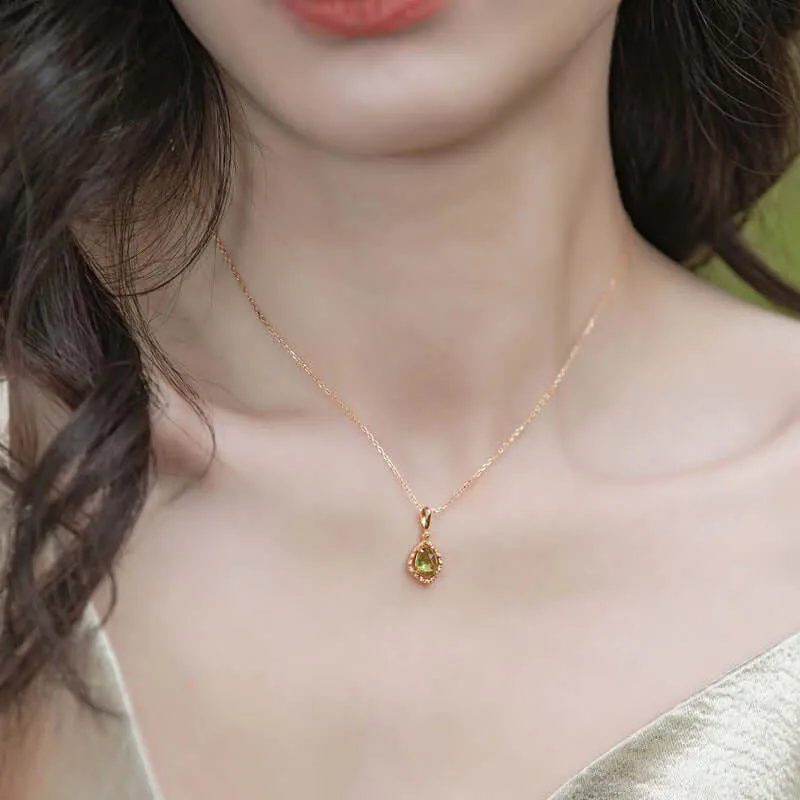 925 Silver Natural Peridot Pendant Necklace