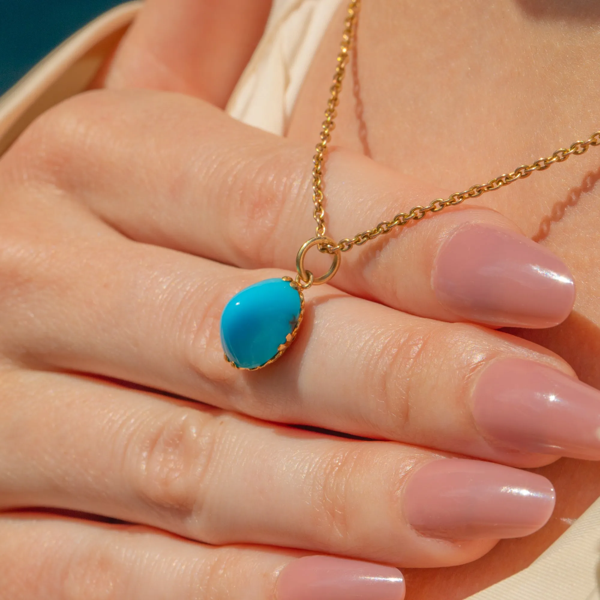 Antique 18ct Gold Turquoise Sugarloaf Charm