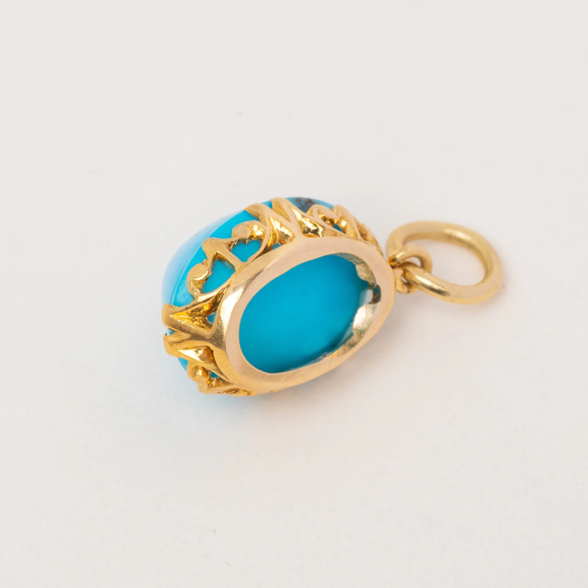 Antique 18ct Gold Turquoise Sugarloaf Charm