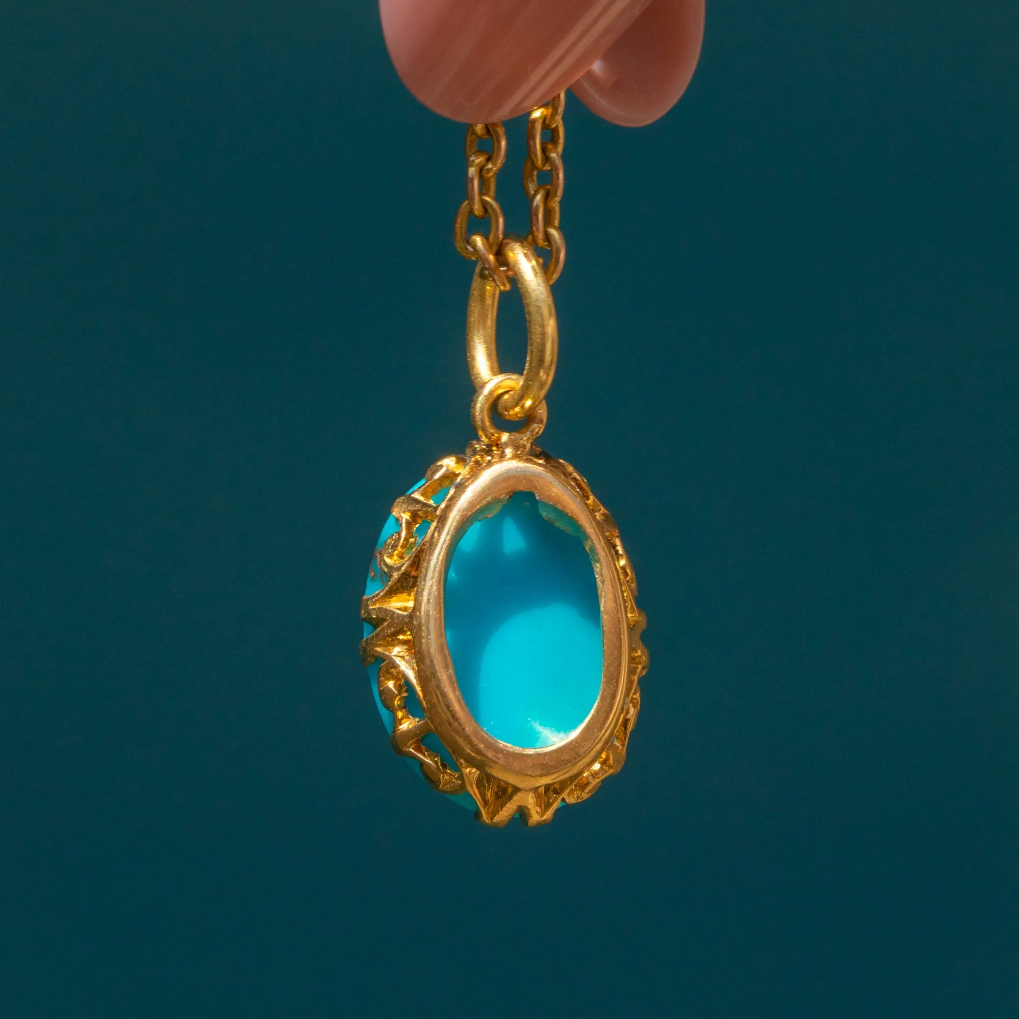 Antique 18ct Gold Turquoise Sugarloaf Charm