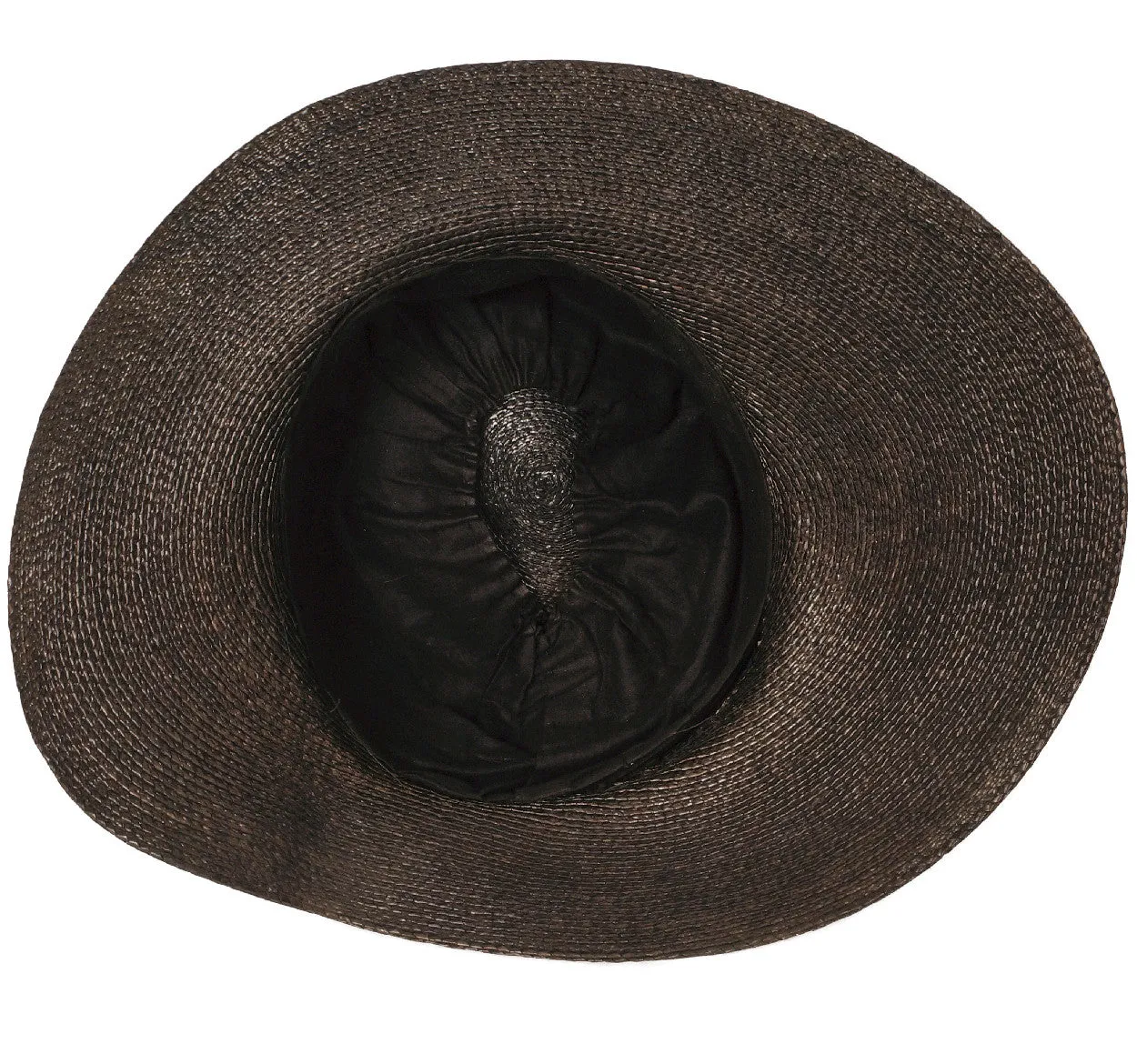 Antique Black Straw Hat Wide Brim pre 1920s