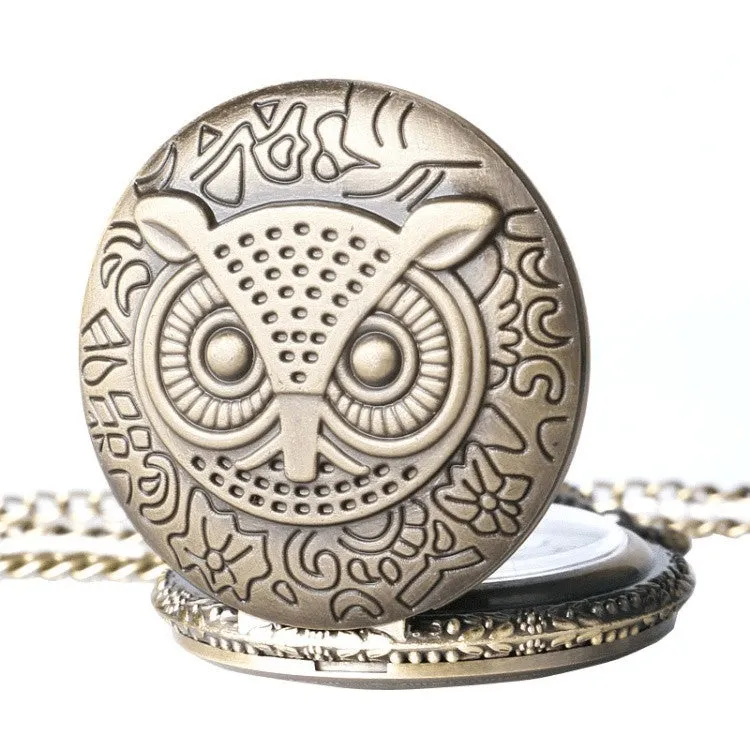 Antique Bronze Owl Pocket Watch