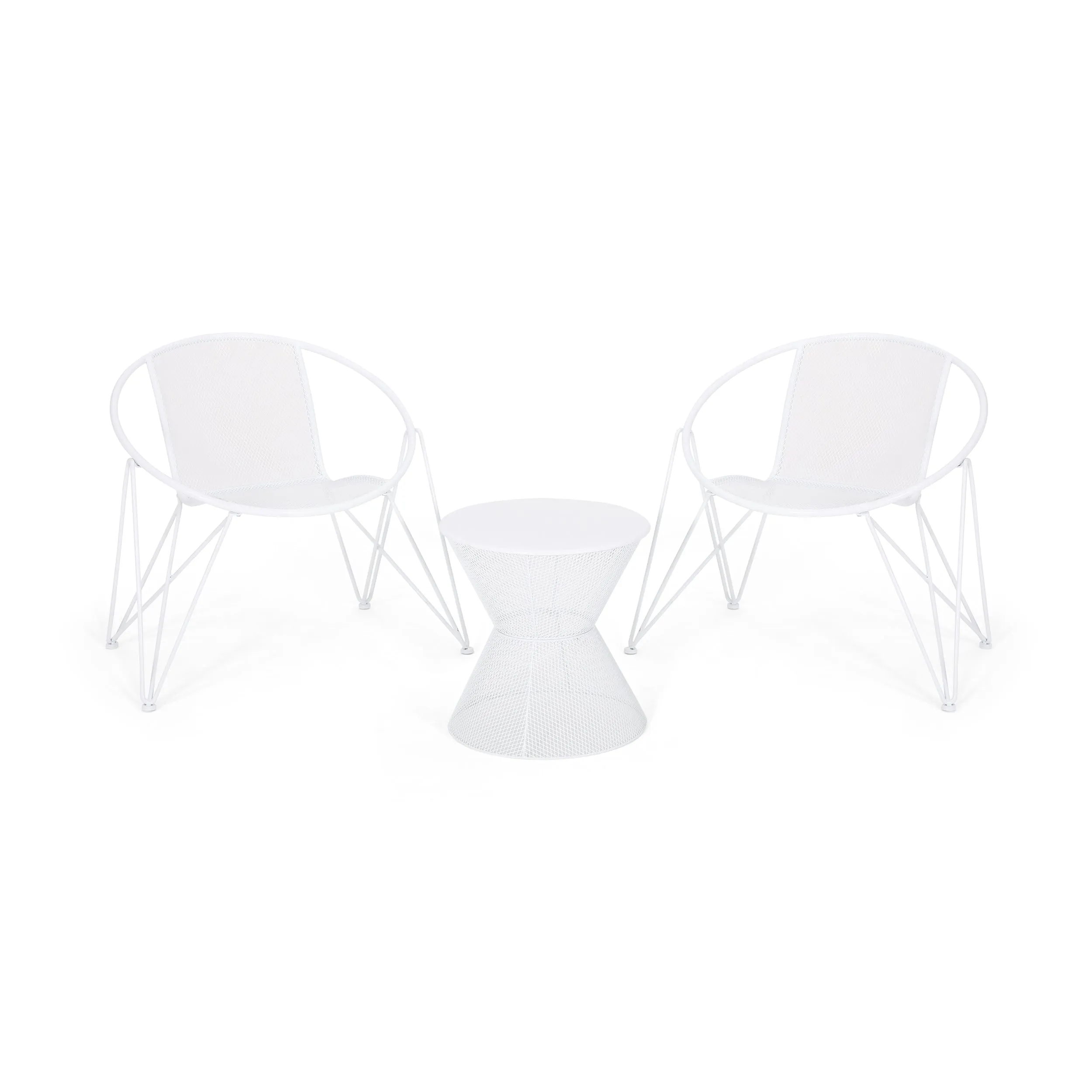 Ariella Modern Outdoor Iron Chat Set with Side Table