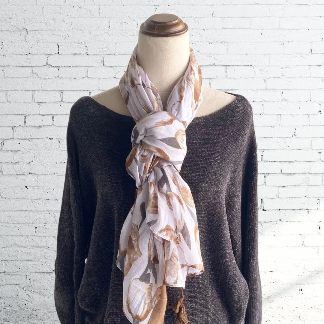 Autumn Flower Brown n Grey Scarf