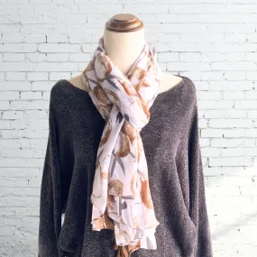 Autumn Flower Brown n Grey Scarf