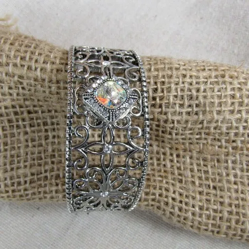Bangle Cuff  Bracelet Rhinestone Accent