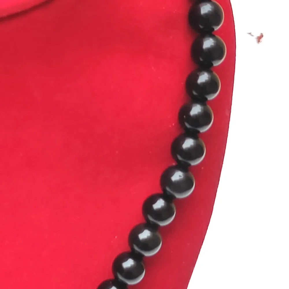 Black Onyx Crystal Round Beads Necklace 15 Inches 8mm Beads Semi precious Mala