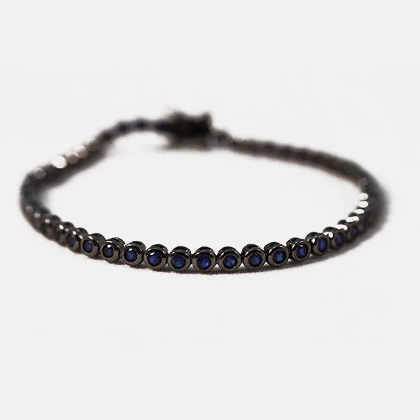 Blackened Silver Midnight Blue CZ Tennis Bracelet