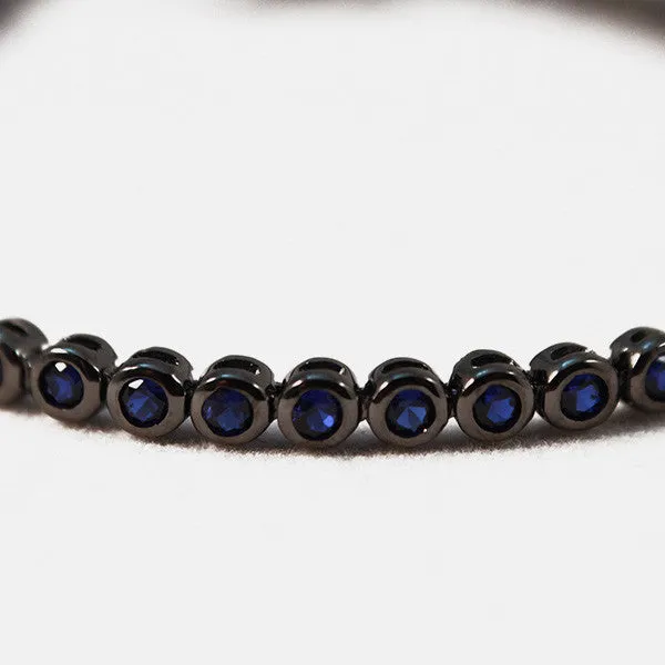 Blackened Silver Midnight Blue CZ Tennis Bracelet