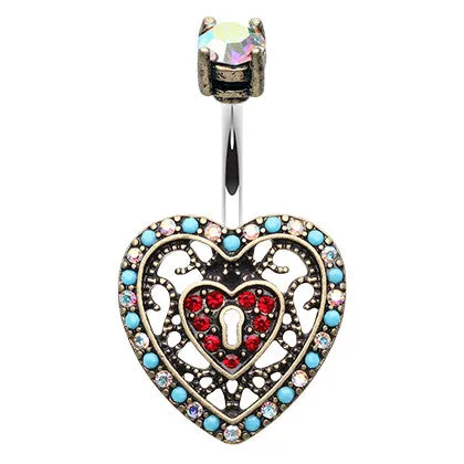 Boho Locked Heart Navel Ring