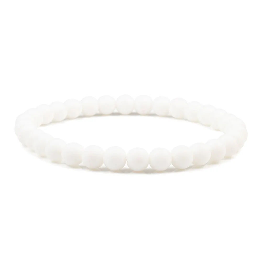 Buddha Pearl Bracelet 6mm Picture Stone White