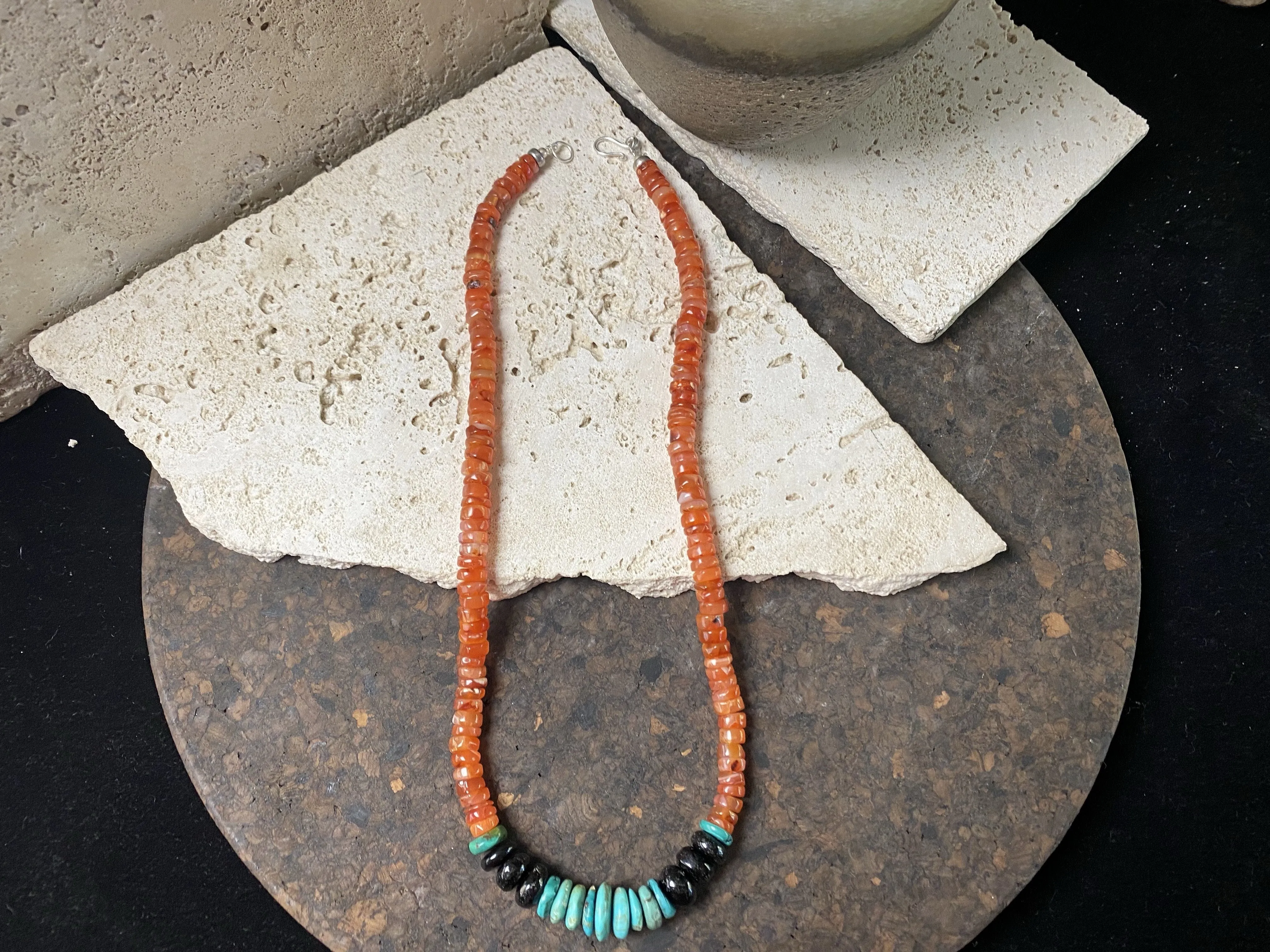 Carnelian, Onyx and Turquoise Necklace