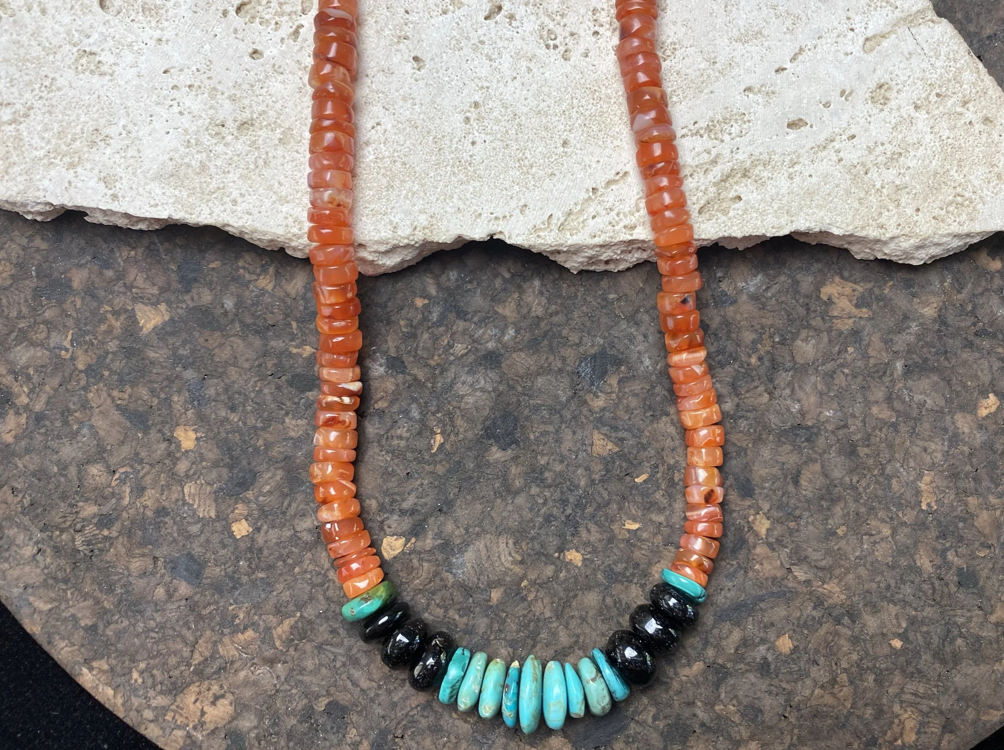 Carnelian, Onyx and Turquoise Necklace