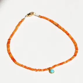 Carnelian   Turquoise Charm Bracelet