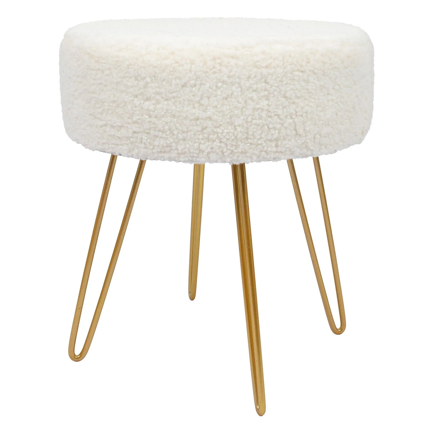 Cream H41 x D35cm Round Boucle Footstool - By Harbour Housewares