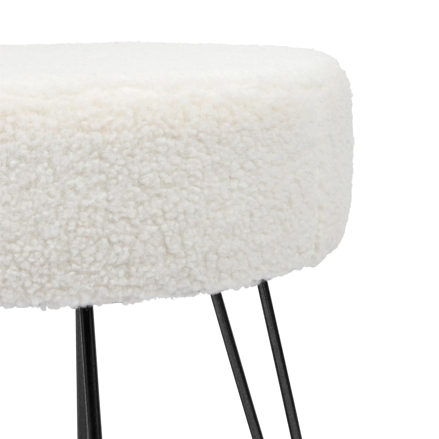 Cream H41 x D35cm Round Boucle Footstool - By Harbour Housewares