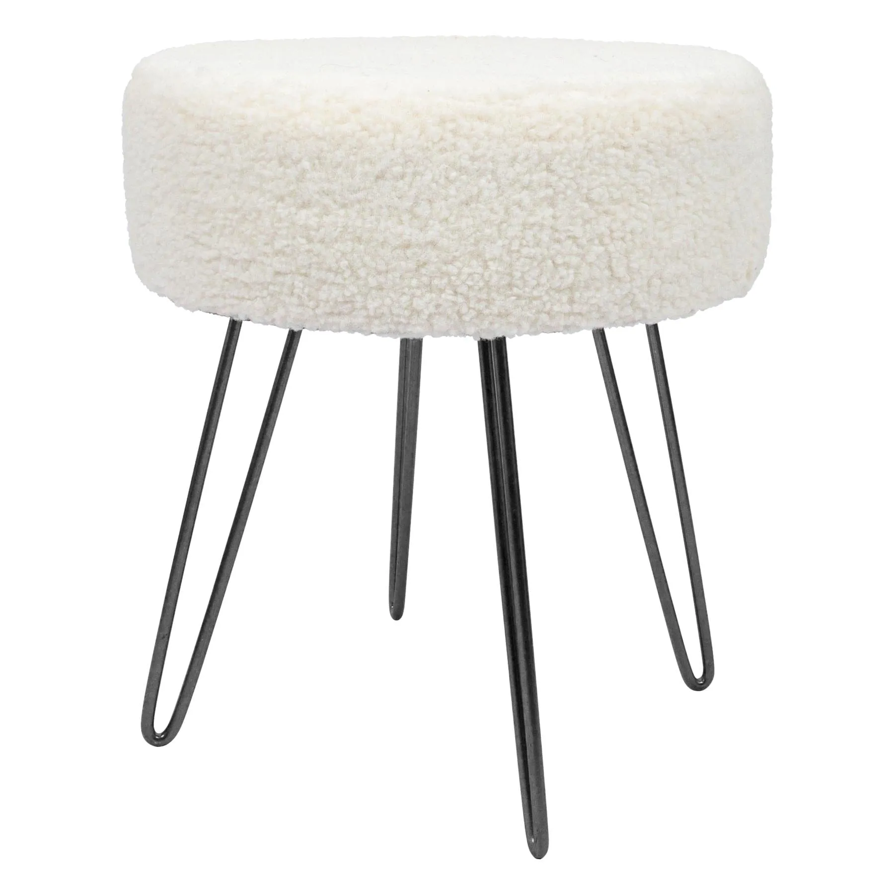 Cream H41 x D35cm Round Boucle Footstool - By Harbour Housewares