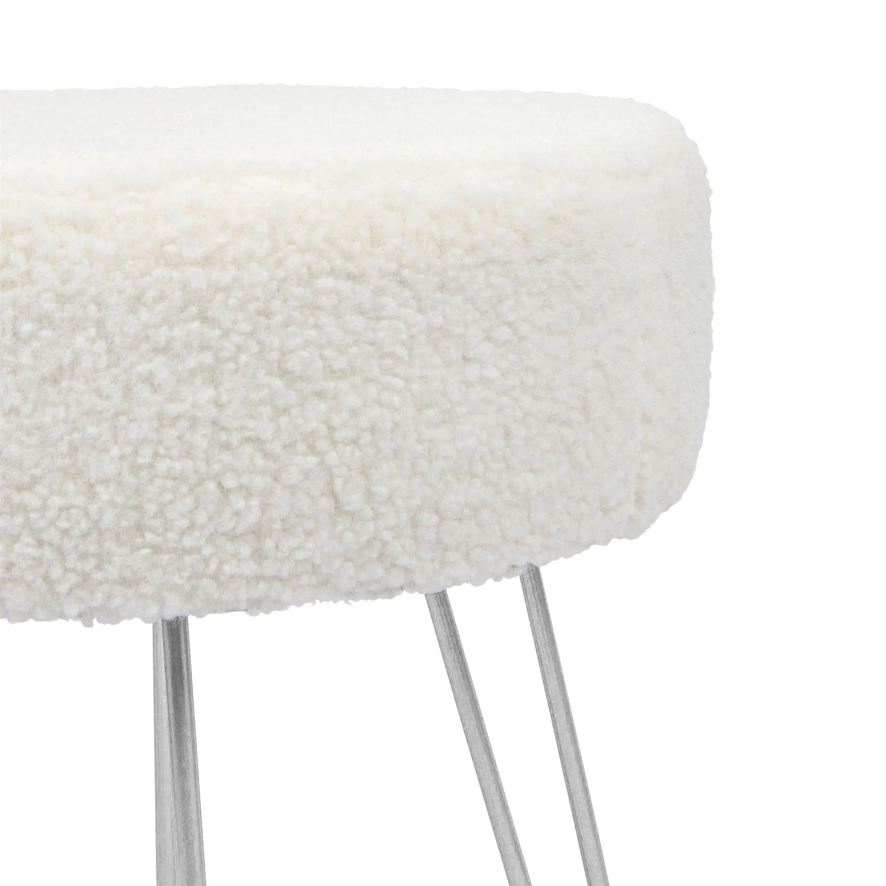 Cream H41 x D35cm Round Boucle Footstool - By Harbour Housewares