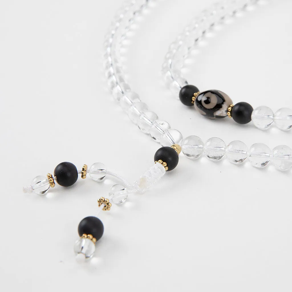 Crystal & Dzi Bead Mala Necklace
