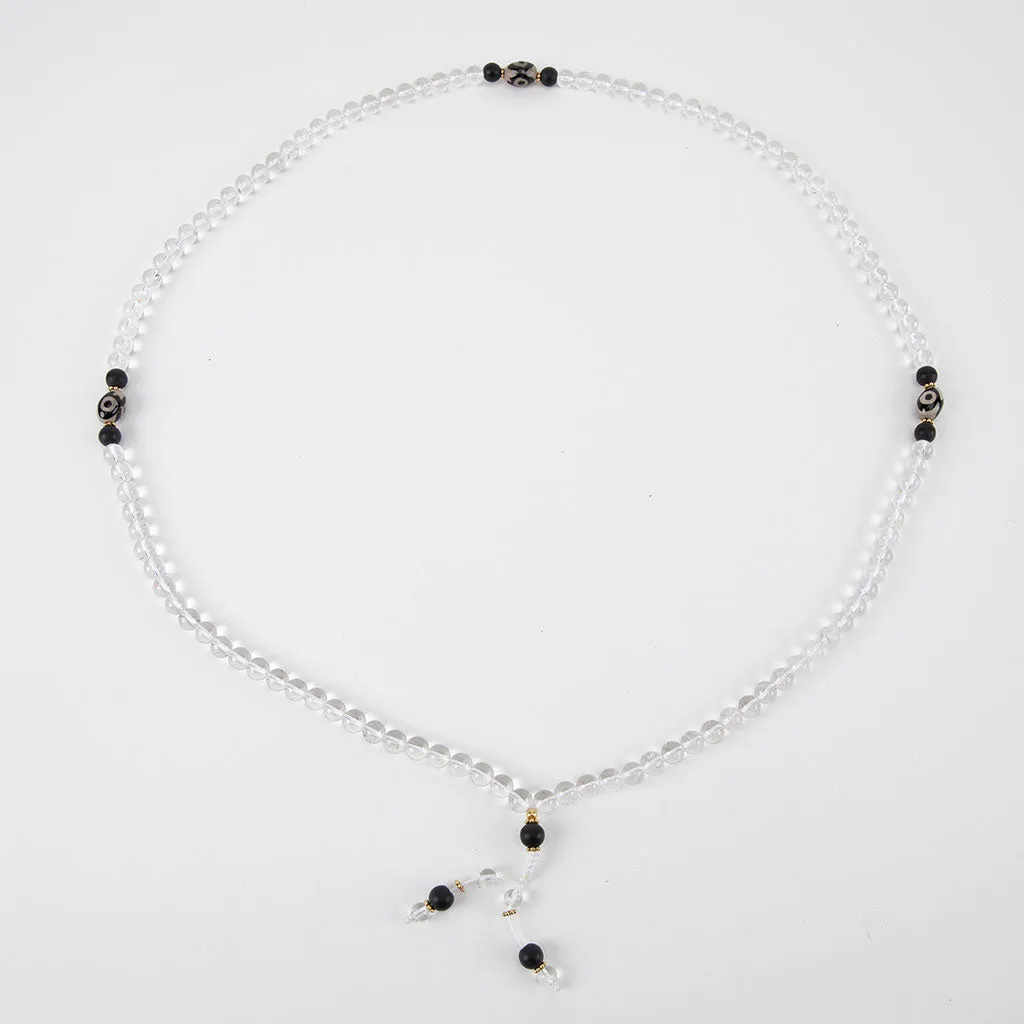 Crystal & Dzi Bead Mala Necklace