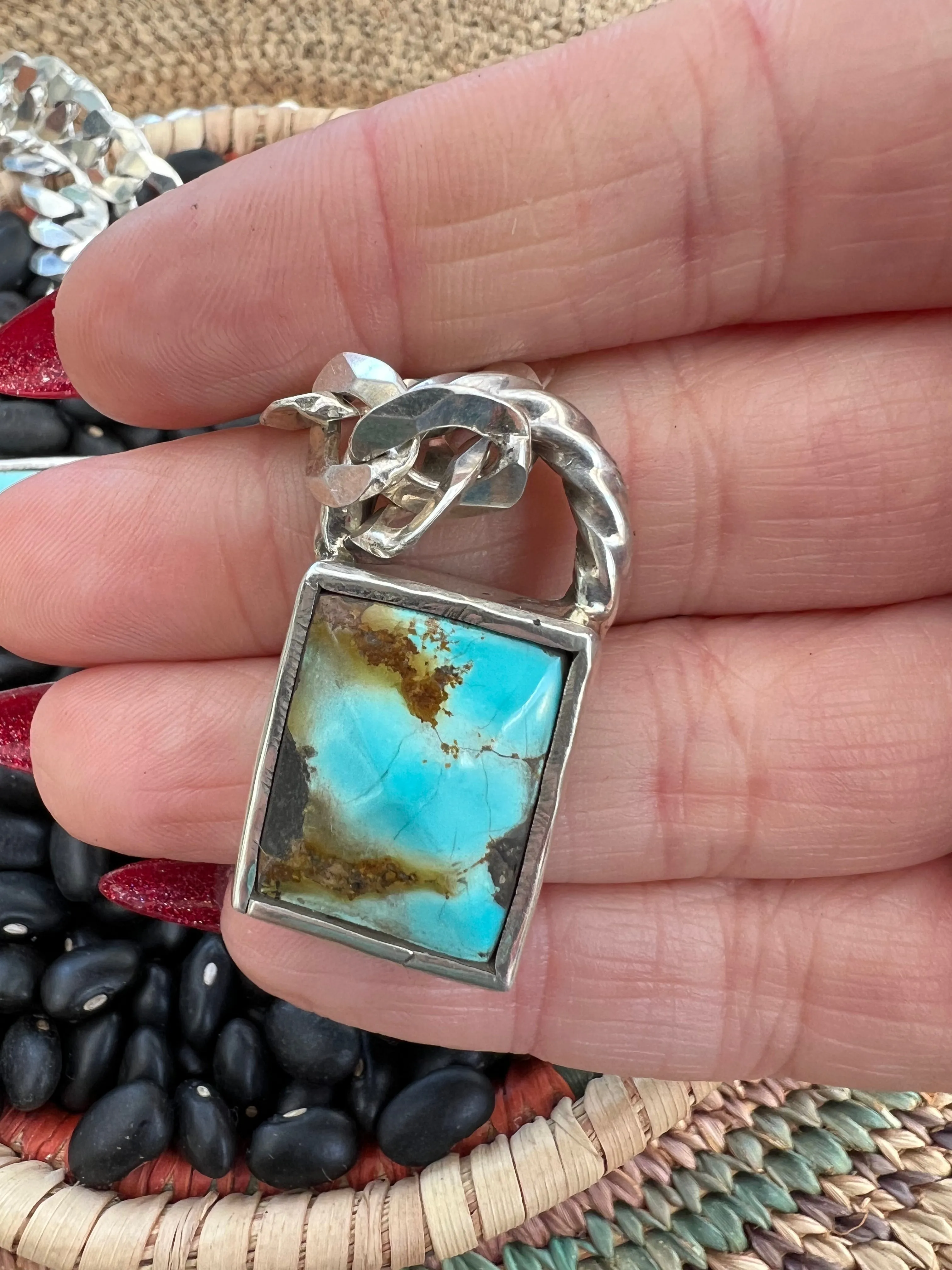 Curb Chain Turquoise Pad Lock