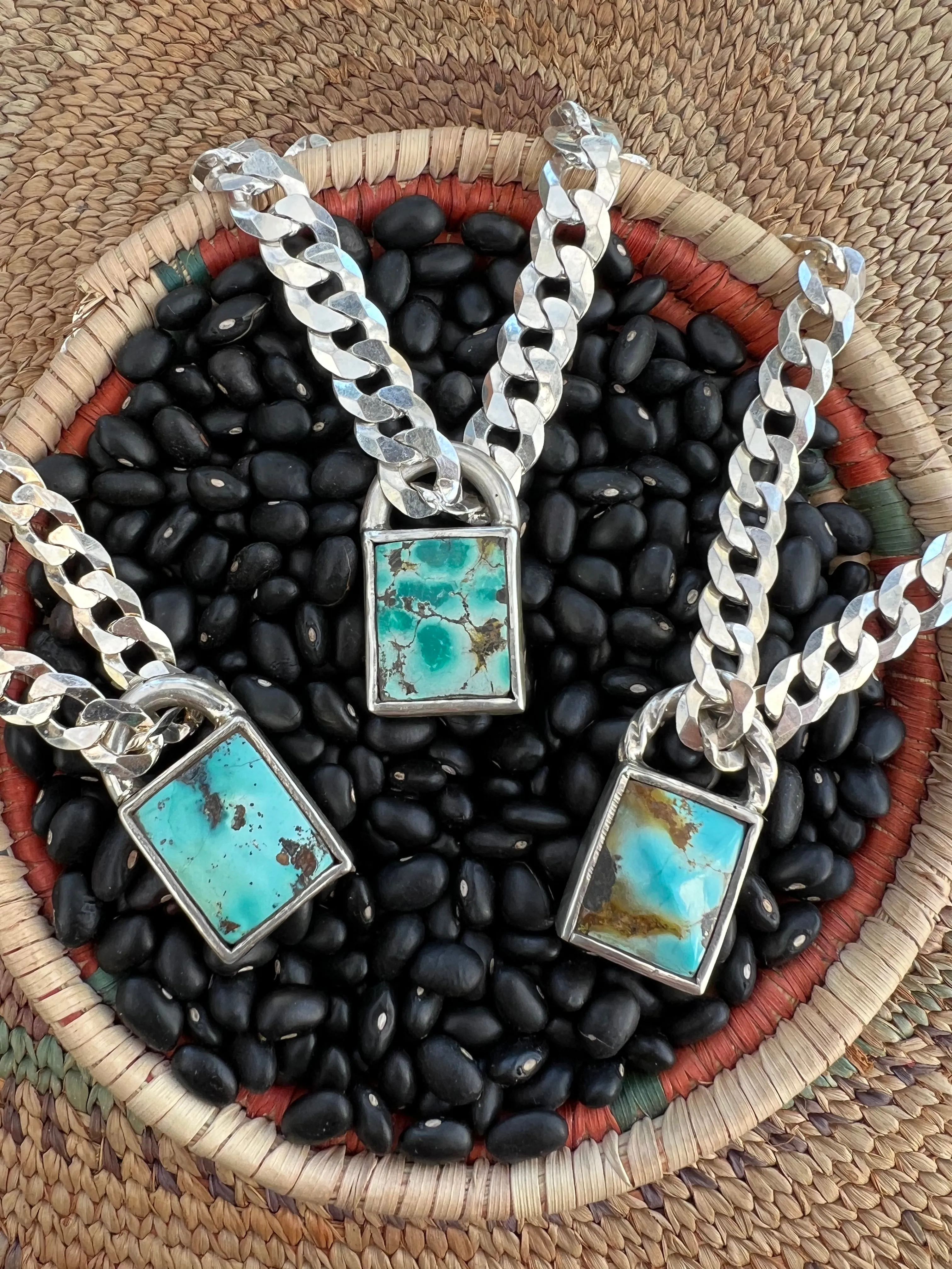 Curb Chain Turquoise Pad Lock