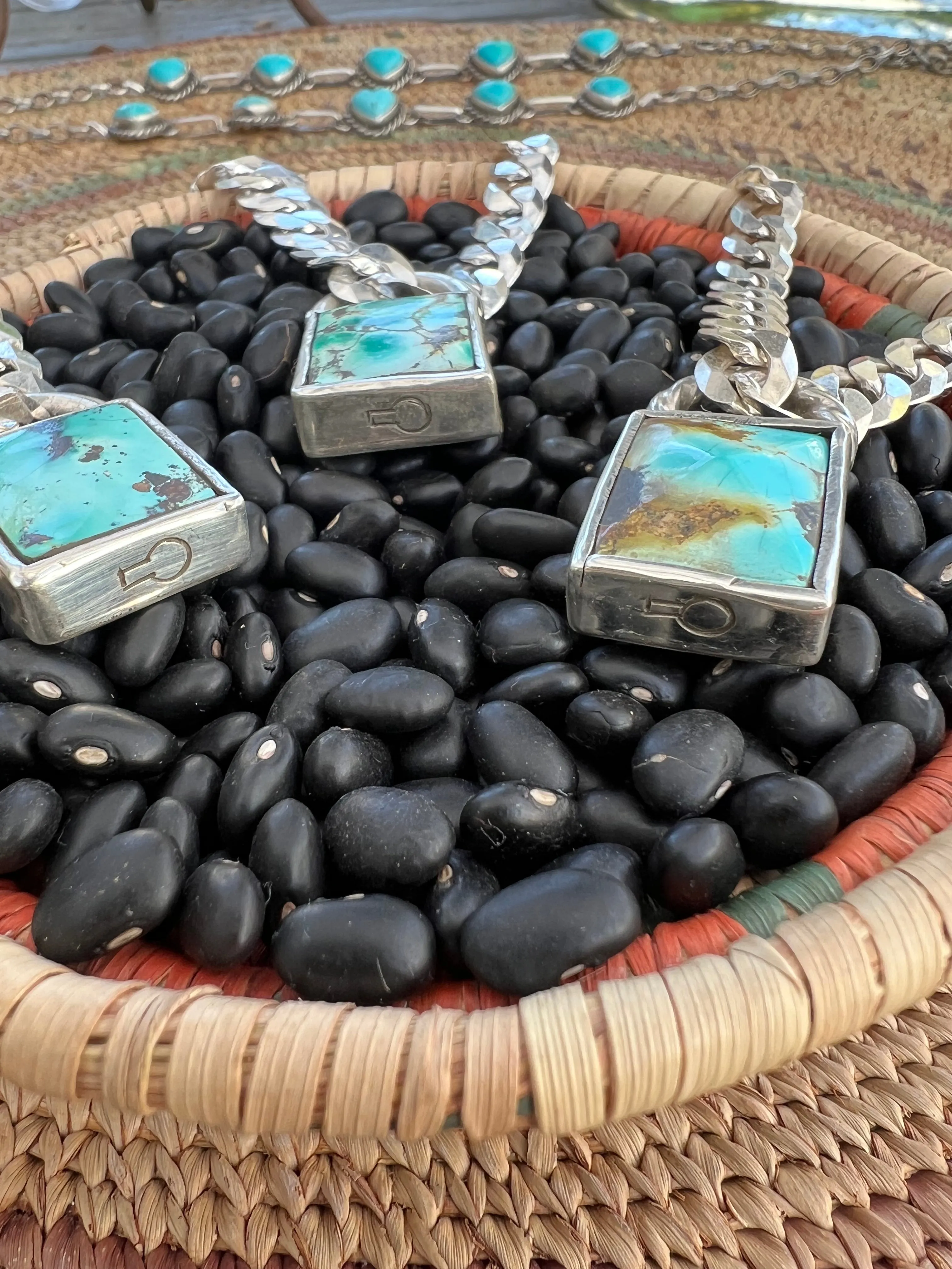 Curb Chain Turquoise Pad Lock