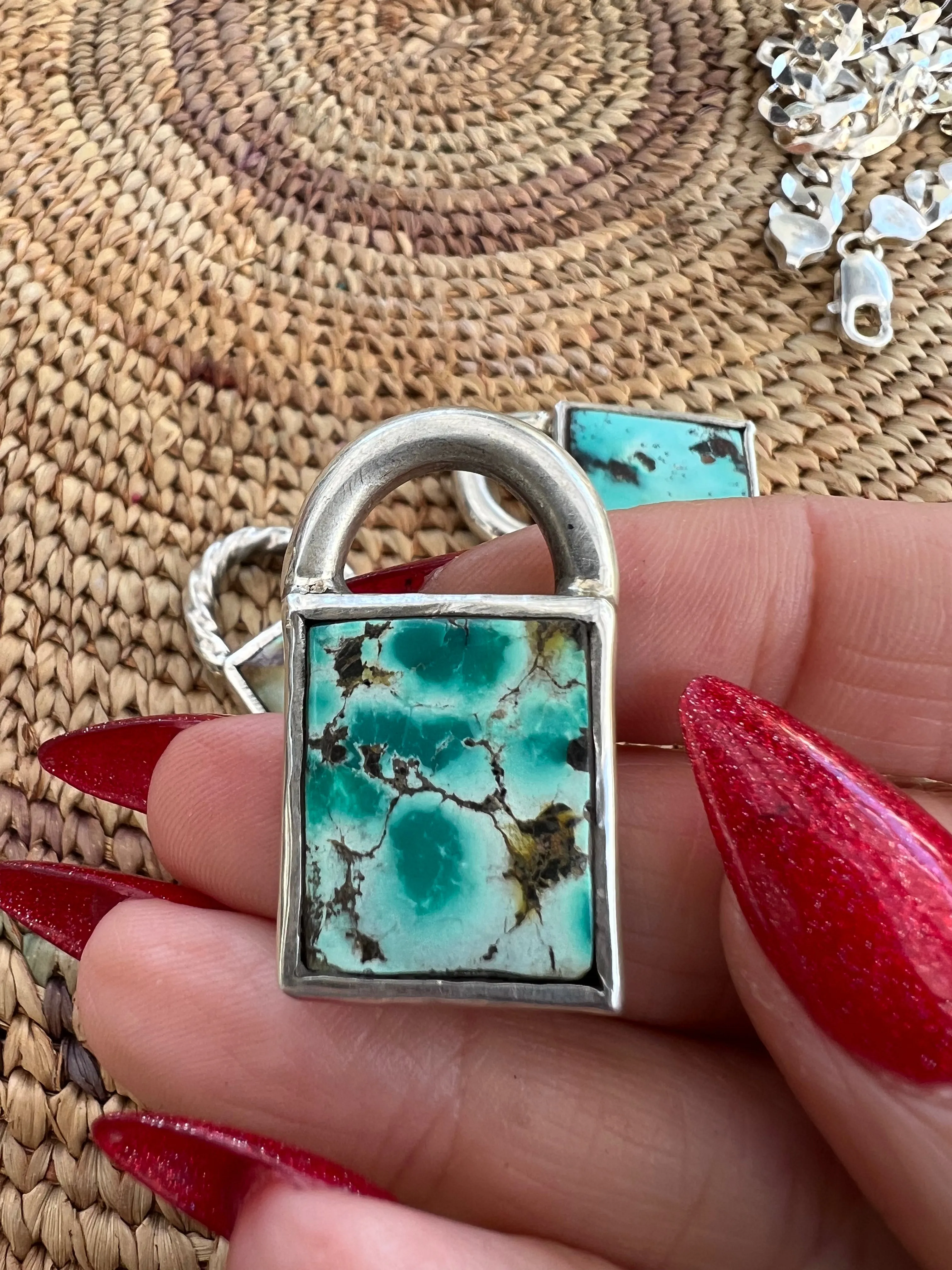 Curb Chain Turquoise Pad Lock