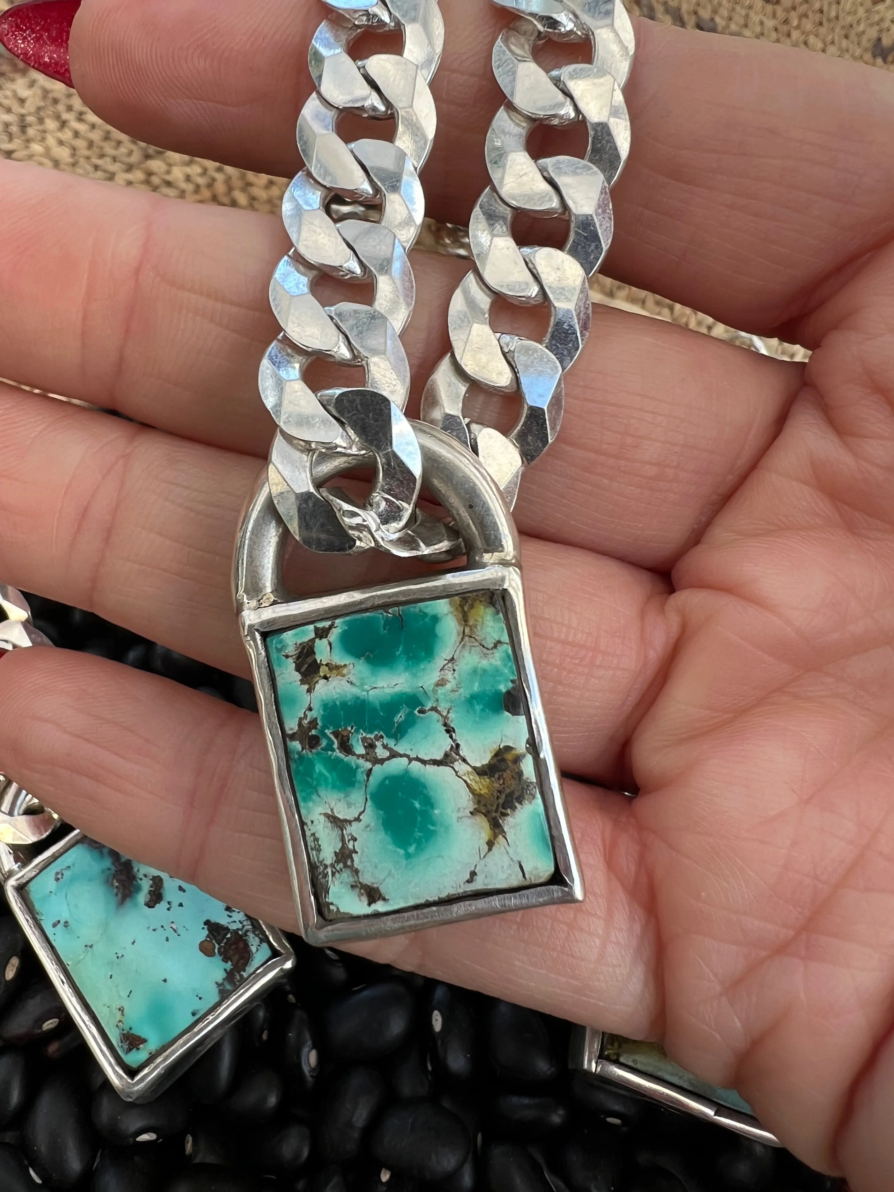 Curb Chain Turquoise Pad Lock