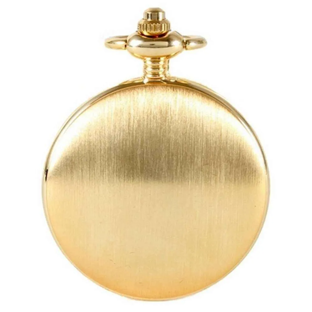David Aster Brushed Quartz Full Hunter Pocket Watch - Gold