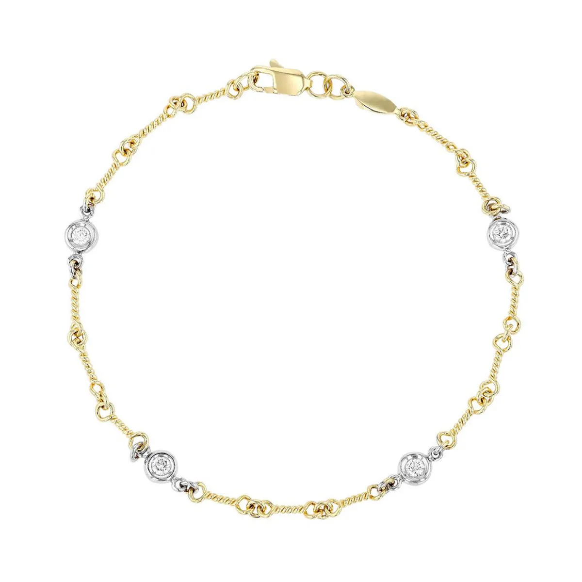 Dogbone Chain Bracelet with Diamond Stations