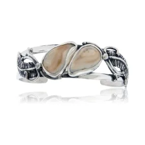 Double Elk Ivory and Feather Bracelet
