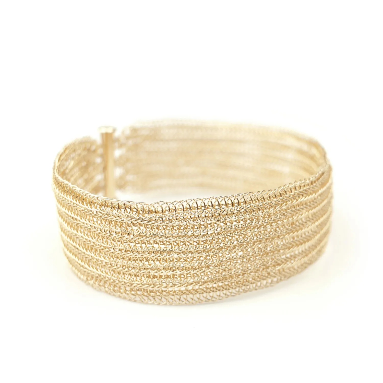 Double knit gold filled cuff bracelet